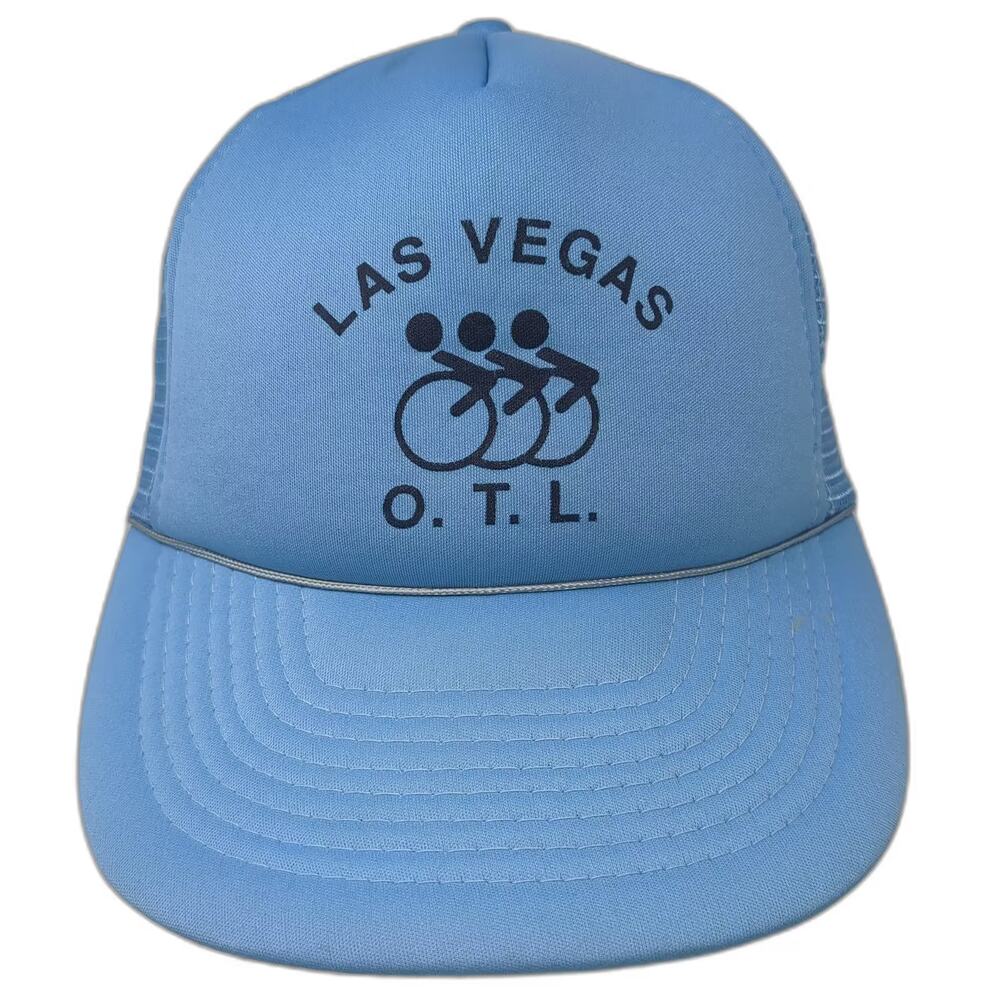 Royal Pacific Las Vegas OTL Cycling 5 Panel Trucker Hat Blue Black Mesh OSFM Cap